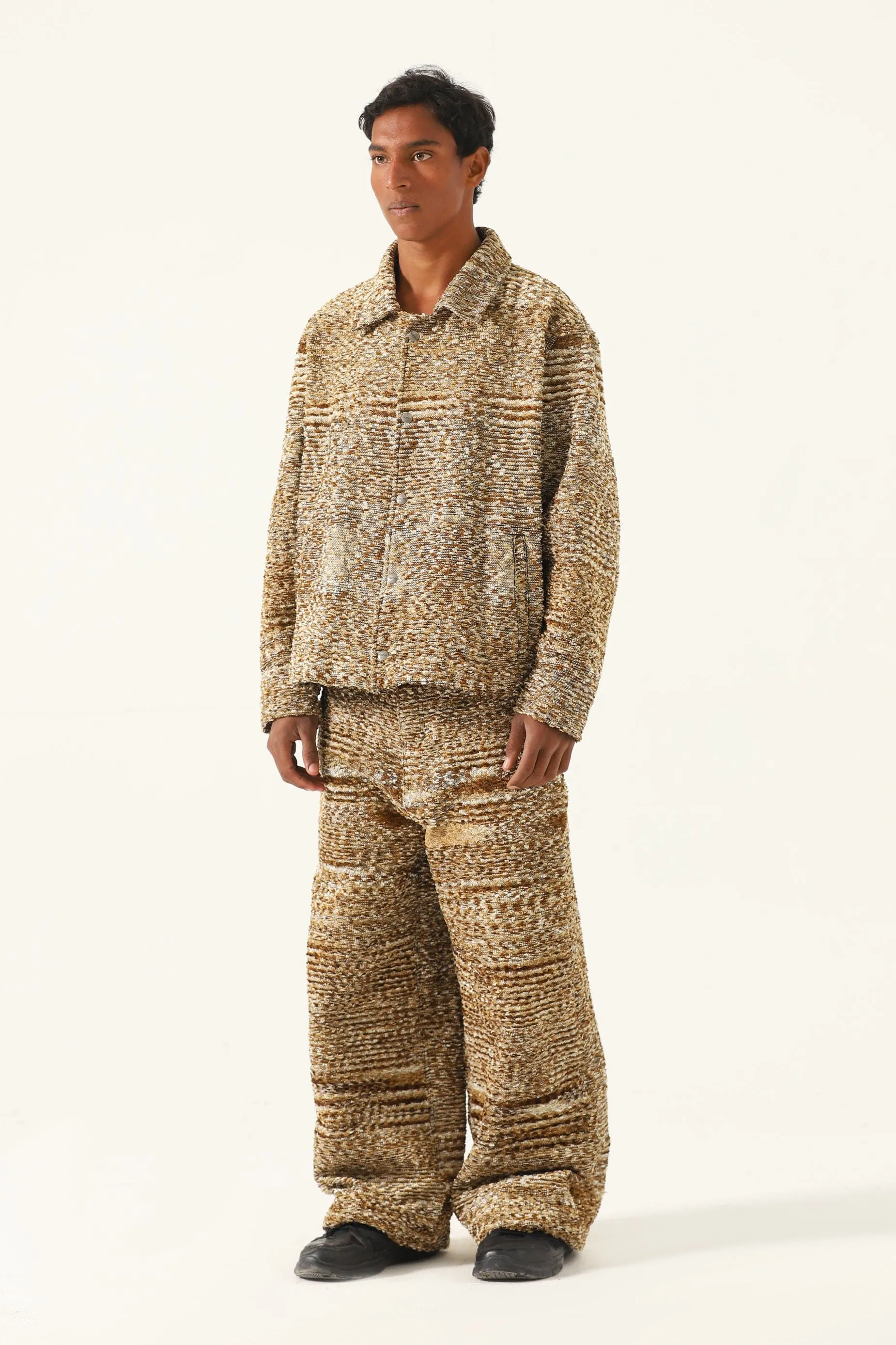 "DISTORTED VERSES" HANDWOVEN JACQUARD JACKET