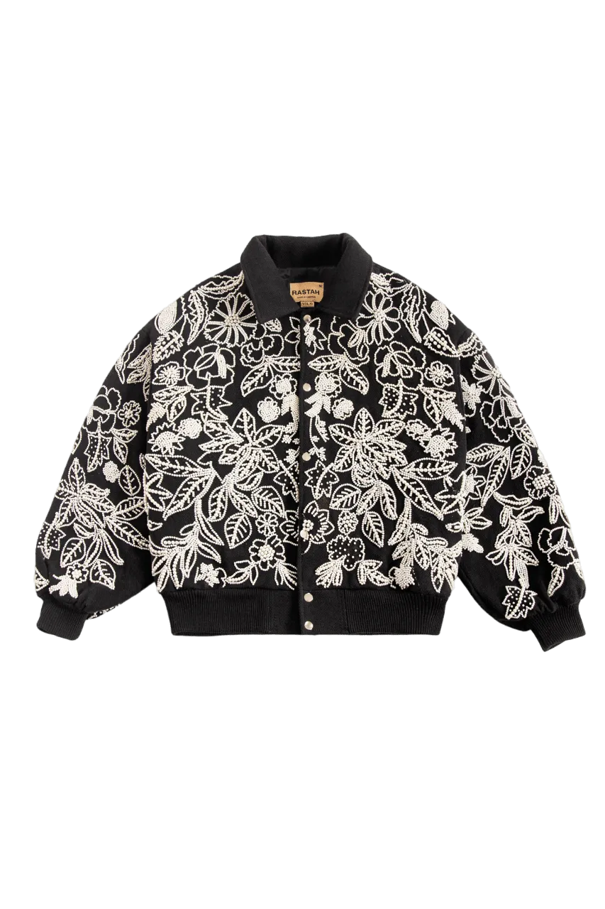 "PEARLS OF SUMMER" EMBROIDERED DENIM JACKET