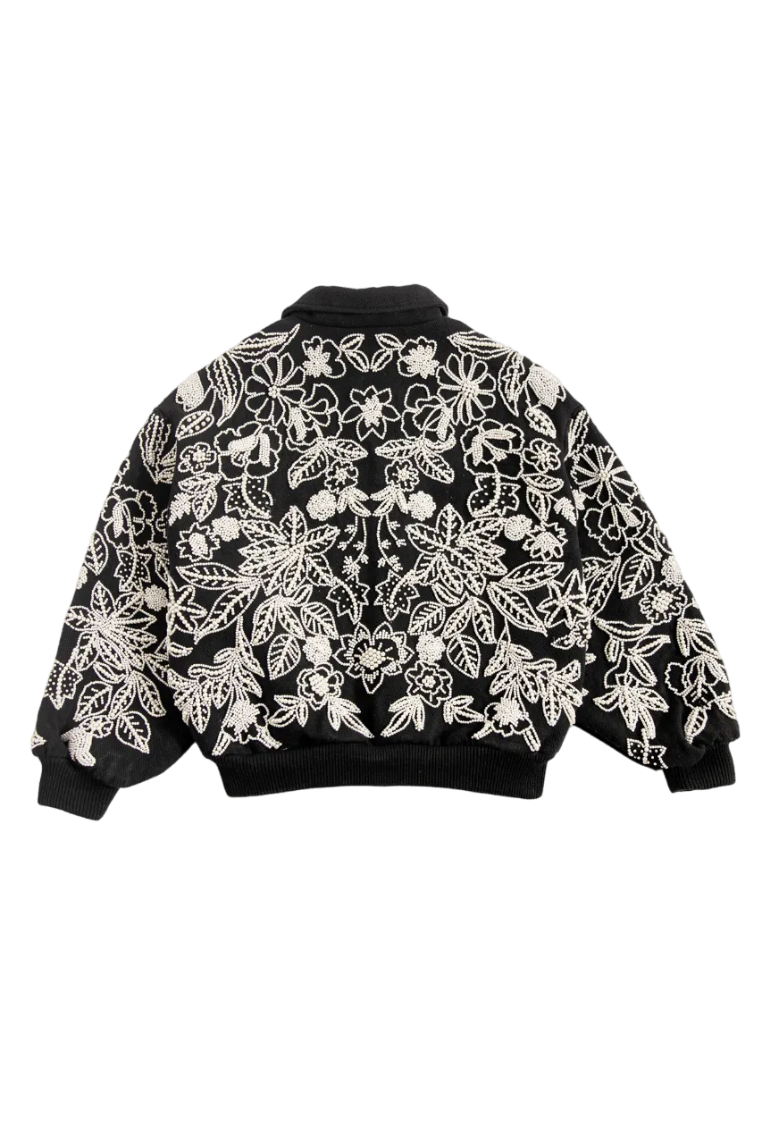 "PEARLS OF SUMMER" EMBROIDERED DENIM JACKET