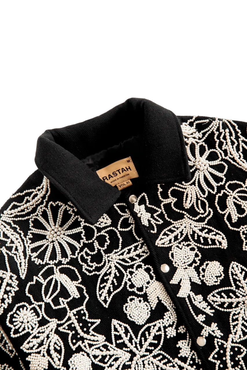 "PEARLS OF SUMMER" EMBROIDERED DENIM JACKET