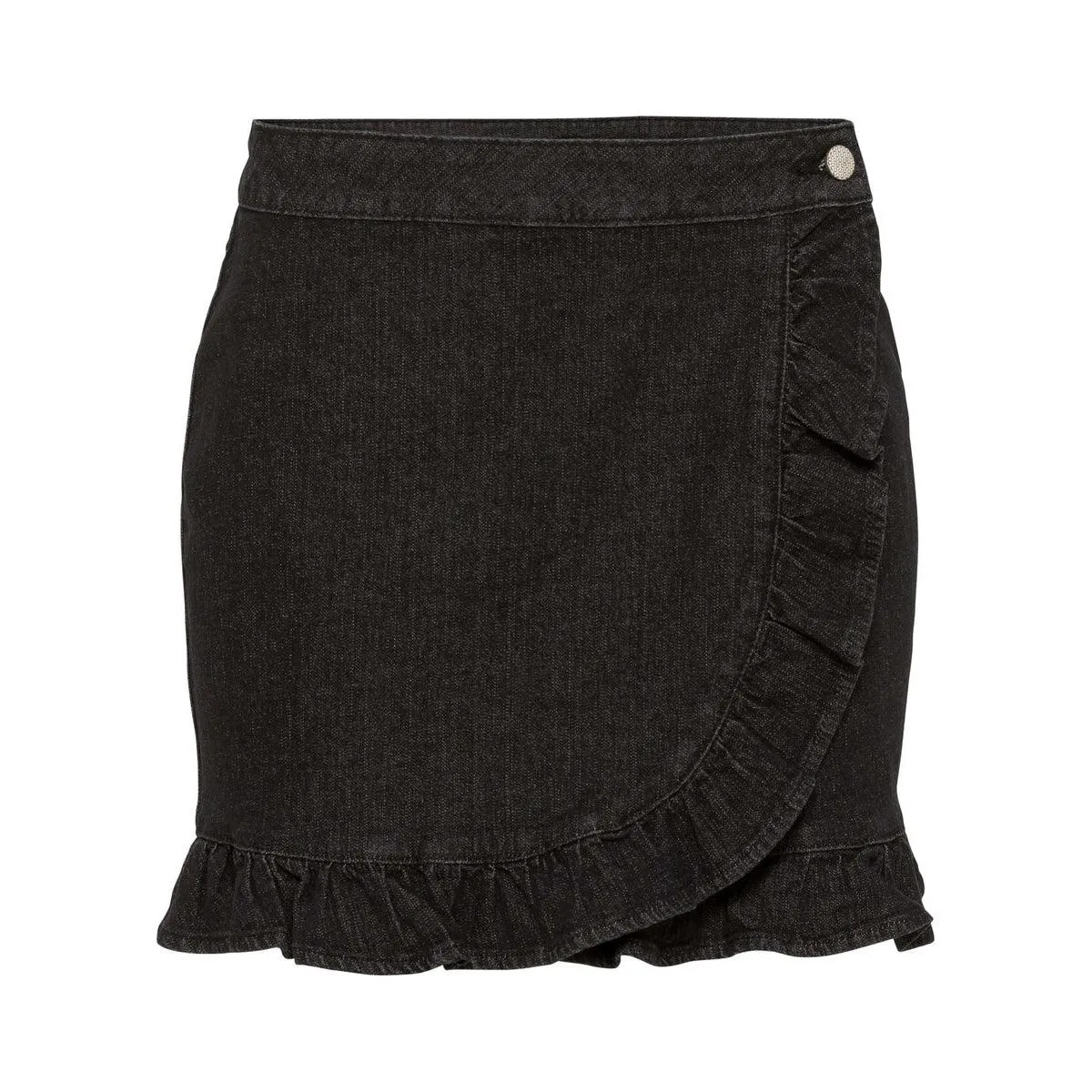 Rainbow Denim Skirt with Ruffles Black UK 12