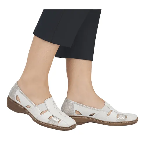 Rieker Women's Doric Woven Loafers- White