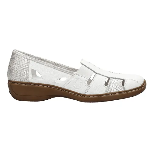 Rieker Women's Doric Woven Loafers- White