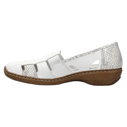 Rieker Women's Doric Woven Loafers- White