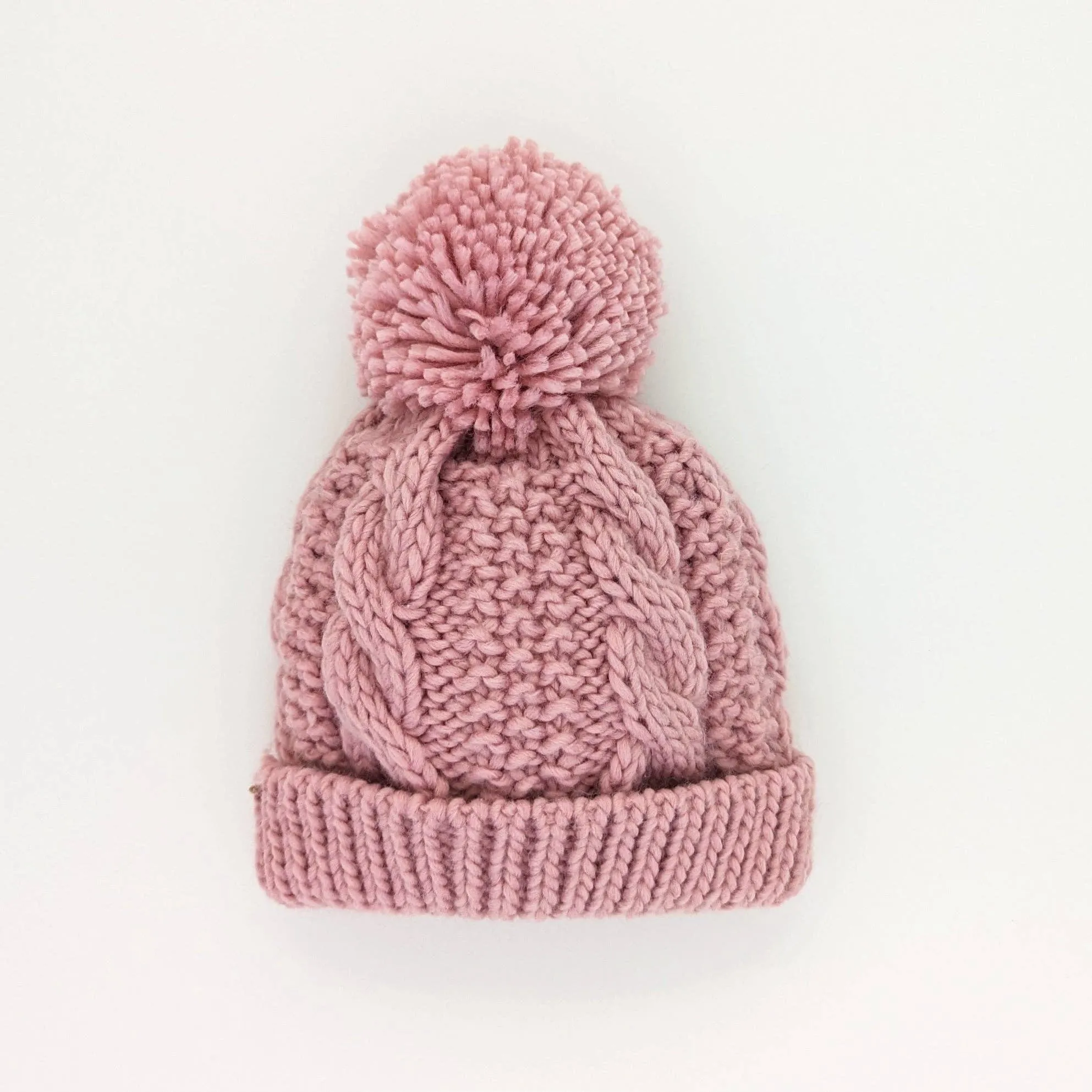 Rosy Pink Cable Beanie Hat: (0-6 months)