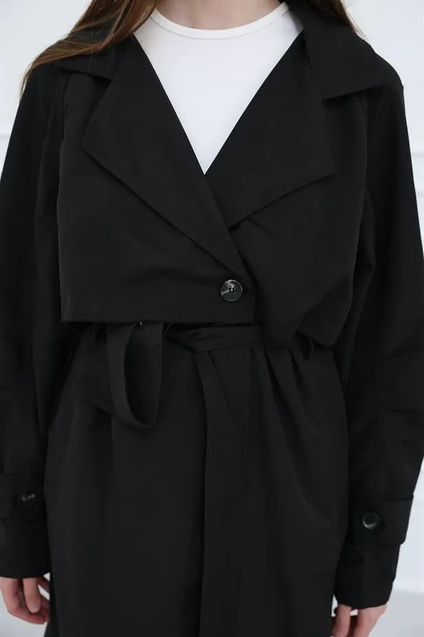 RYN Long Trench Coat - Black - Virginia Beach