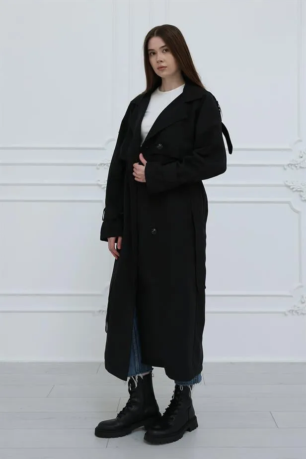 RYN Long Trench Coat - Black - Virginia Beach