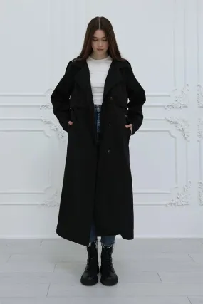 RYN Long Trench Coat - Black - Virginia Beach