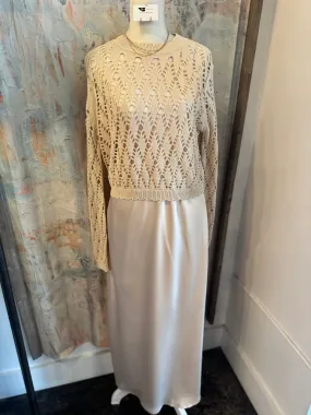Satin Slip Crochet Knit Top Dress
