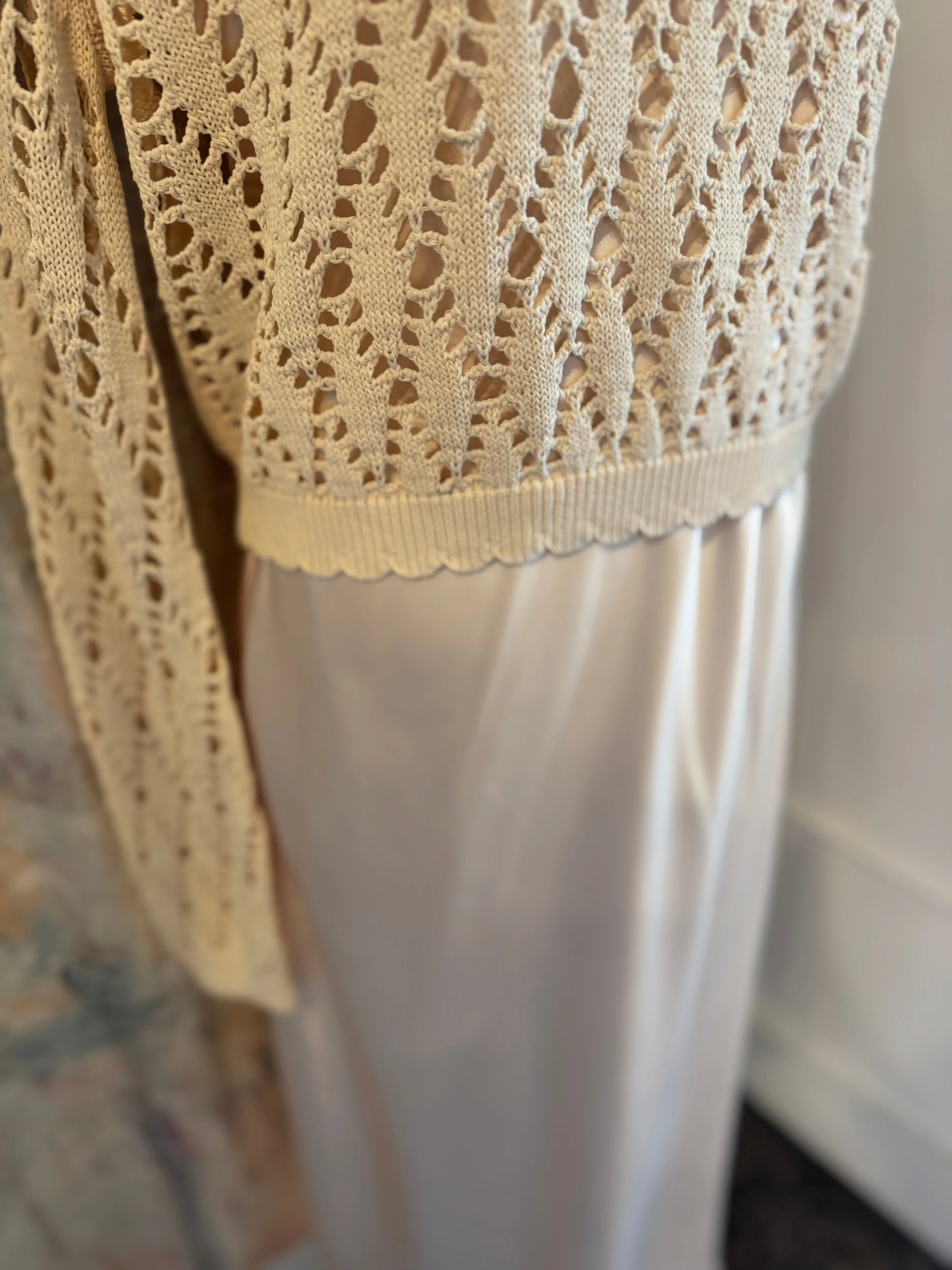 Satin Slip Crochet Knit Top Dress
