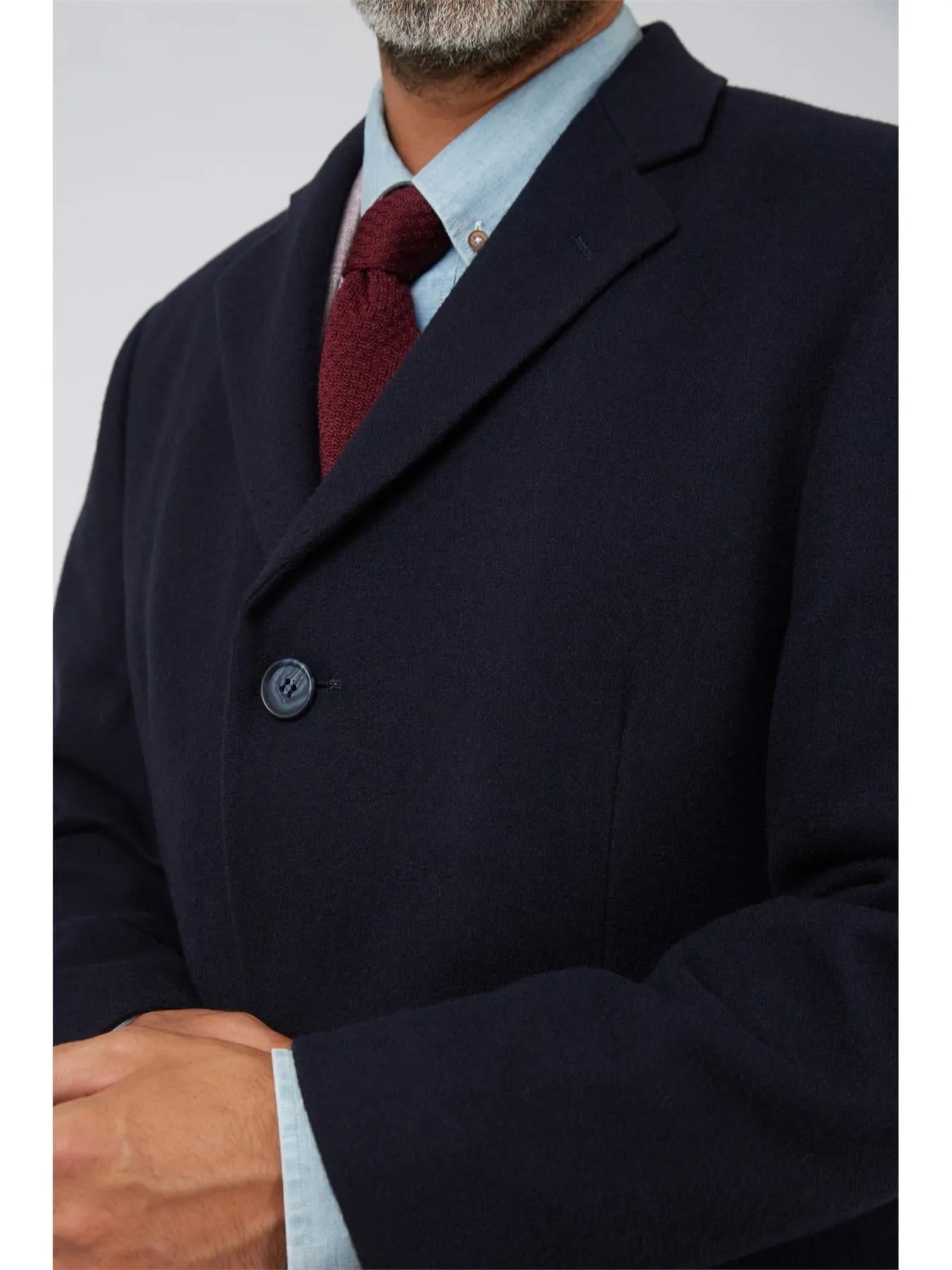 SCOTT Men's Melton Overcoat Notch Lapel with 2 straight Side Pockets in Navy Size 40-60