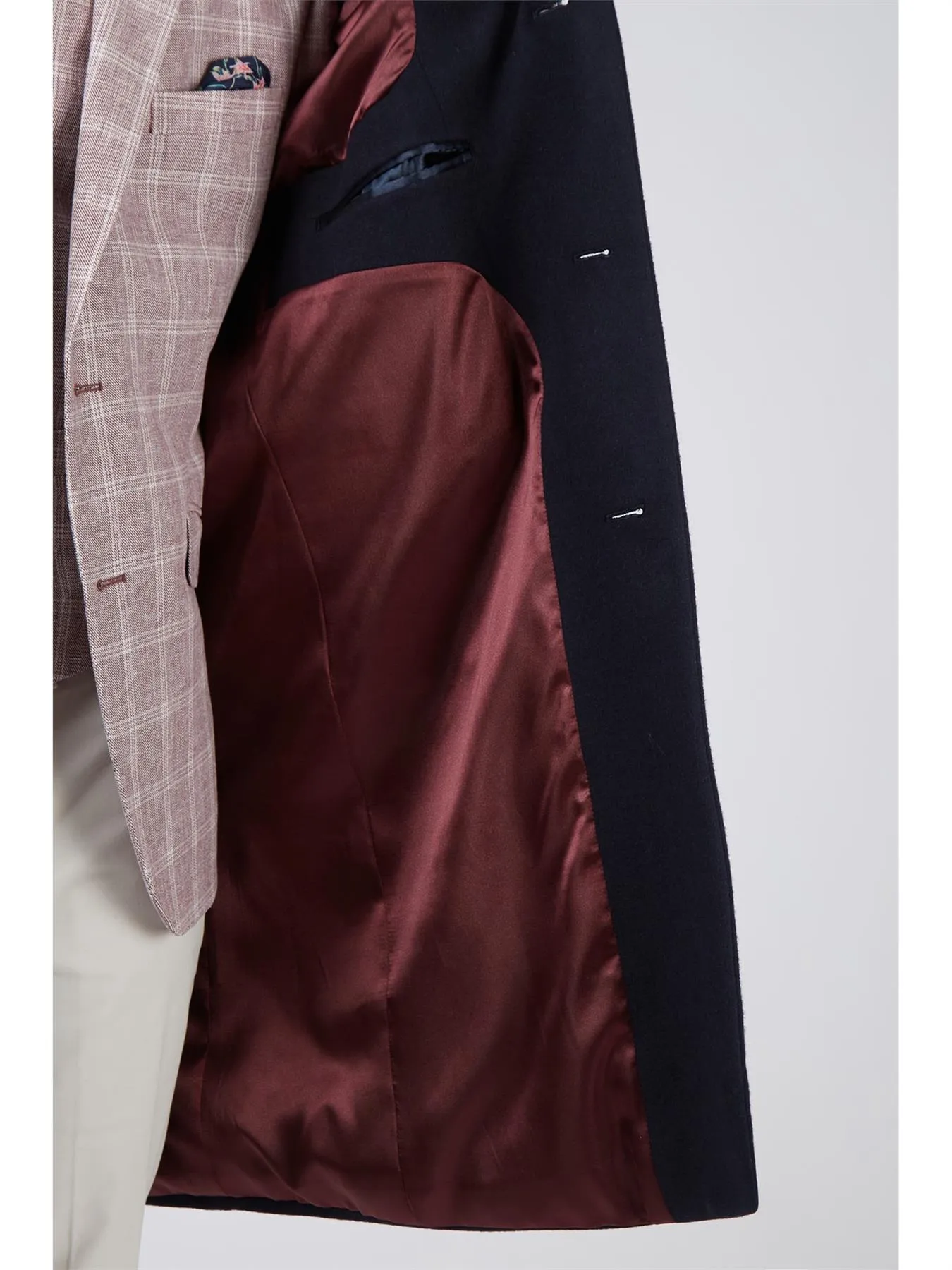 SCOTT Men's Melton Overcoat Notch Lapel with 2 straight Side Pockets in Navy Size 40-60