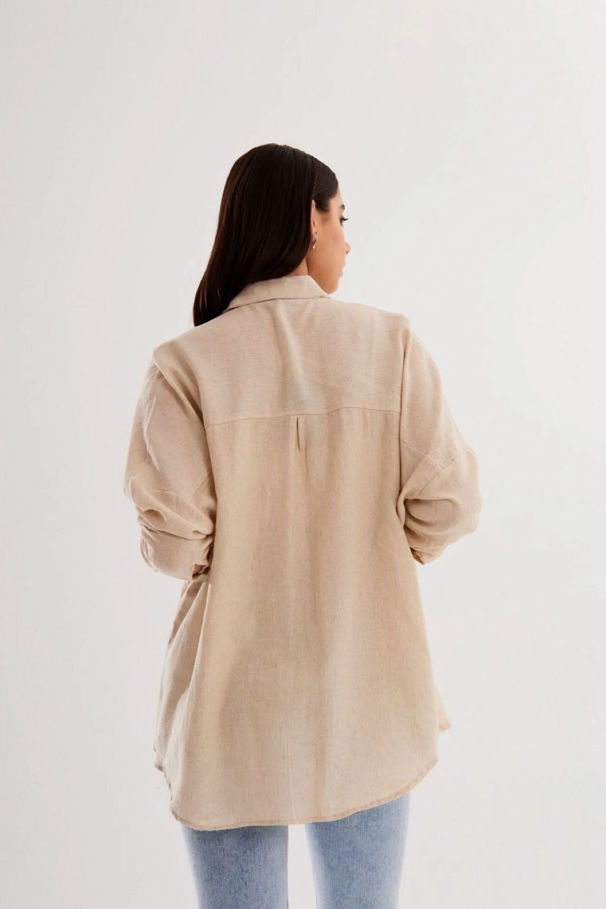 Sequins And Embroidery Oversize Shirt, Embellished Sparkly Casual Wear, Effortlessly Chic,Versatile Sequin Top,Boho Chic Style,Modern Hippie