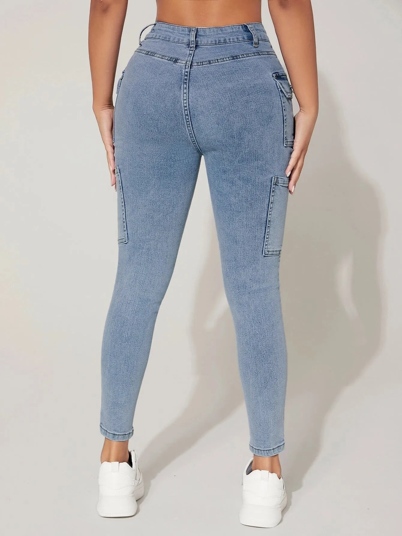 Side Cargo Jeans With Flap Pockets