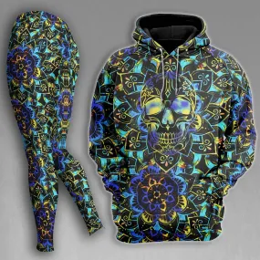 Skull Sugar Madala Pattern Gothic Combo Hoodie and Leggings