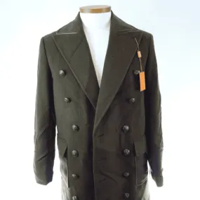 Solid Military Wool Blend Overcoat