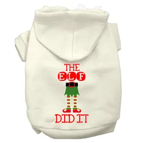 The Elf Did It Screen Print Dog Hoodie Cream Xl