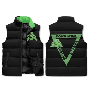 Turtle Unisex Lightweight All Over Printing Stand Collar Zip Up Puffer Vest