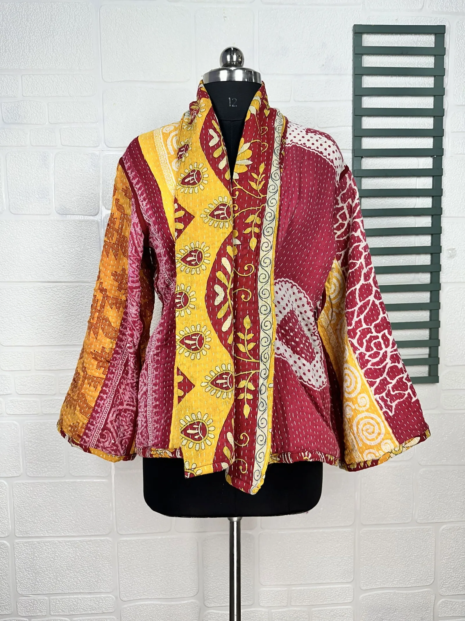 Vintage Kantha Stitch Dori Jacket | One of a Kind Handstitched Boho Chic Fashion Reversible Short Coat