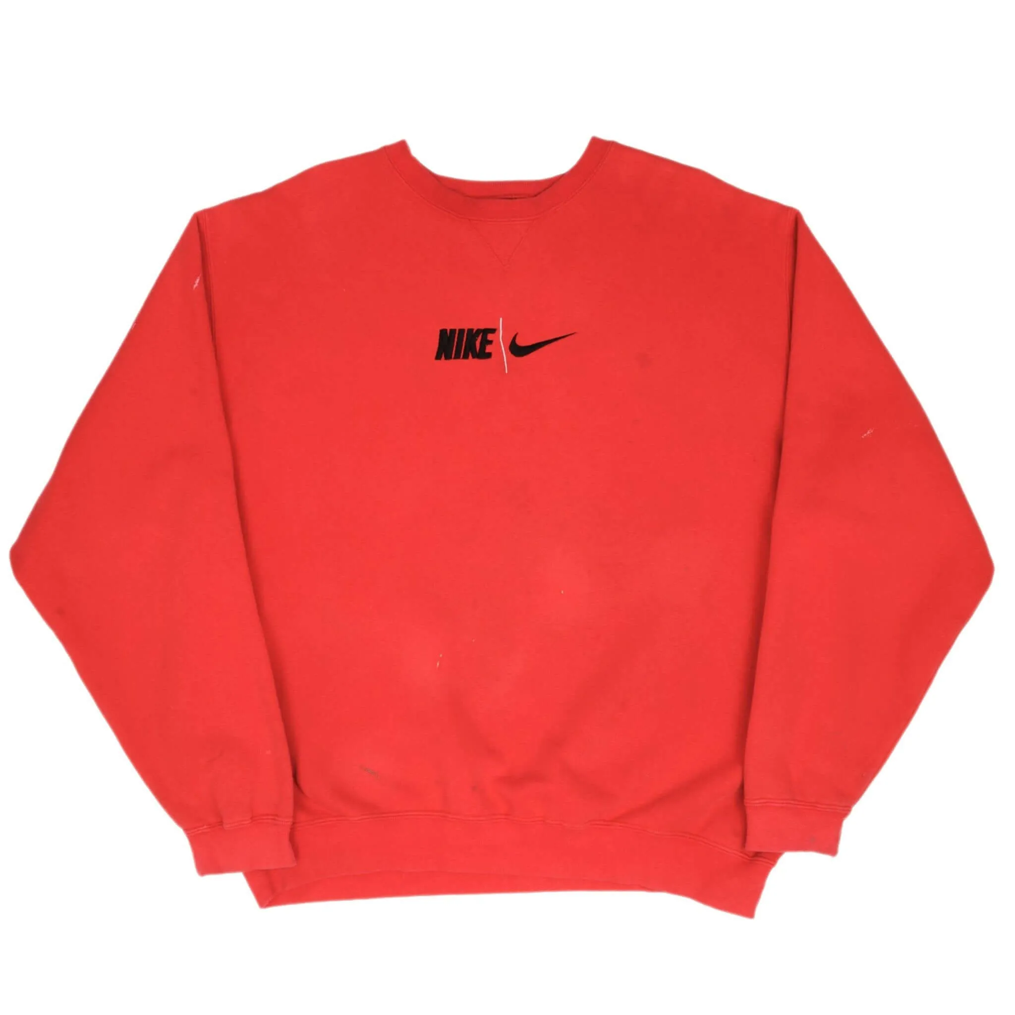VINTAGE NIKE ID SPELLOUT SWOOSH RED SWEATSHIRT 1990S SIZE XL