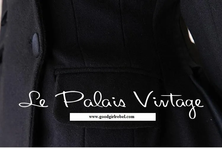 Vintage Retro thin waist peplum 100% woolen tail overcoat jacket- Jaki