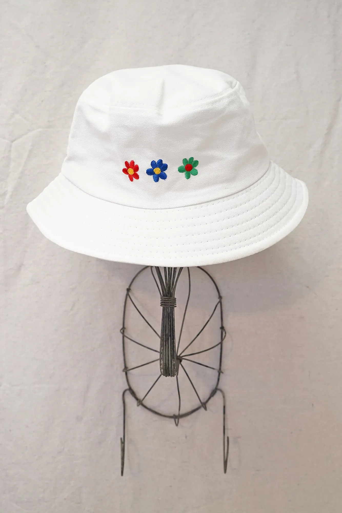 White Floral Cotton Hat