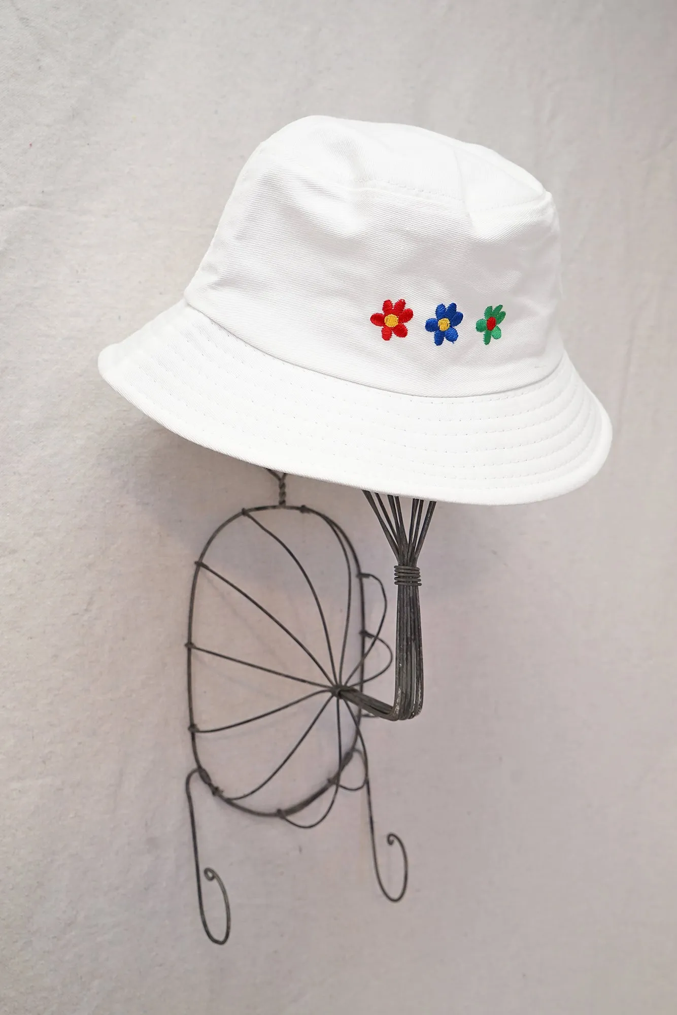 White Floral Cotton Hat