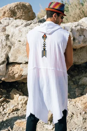 White Sleevless Hoodie SHOD013
