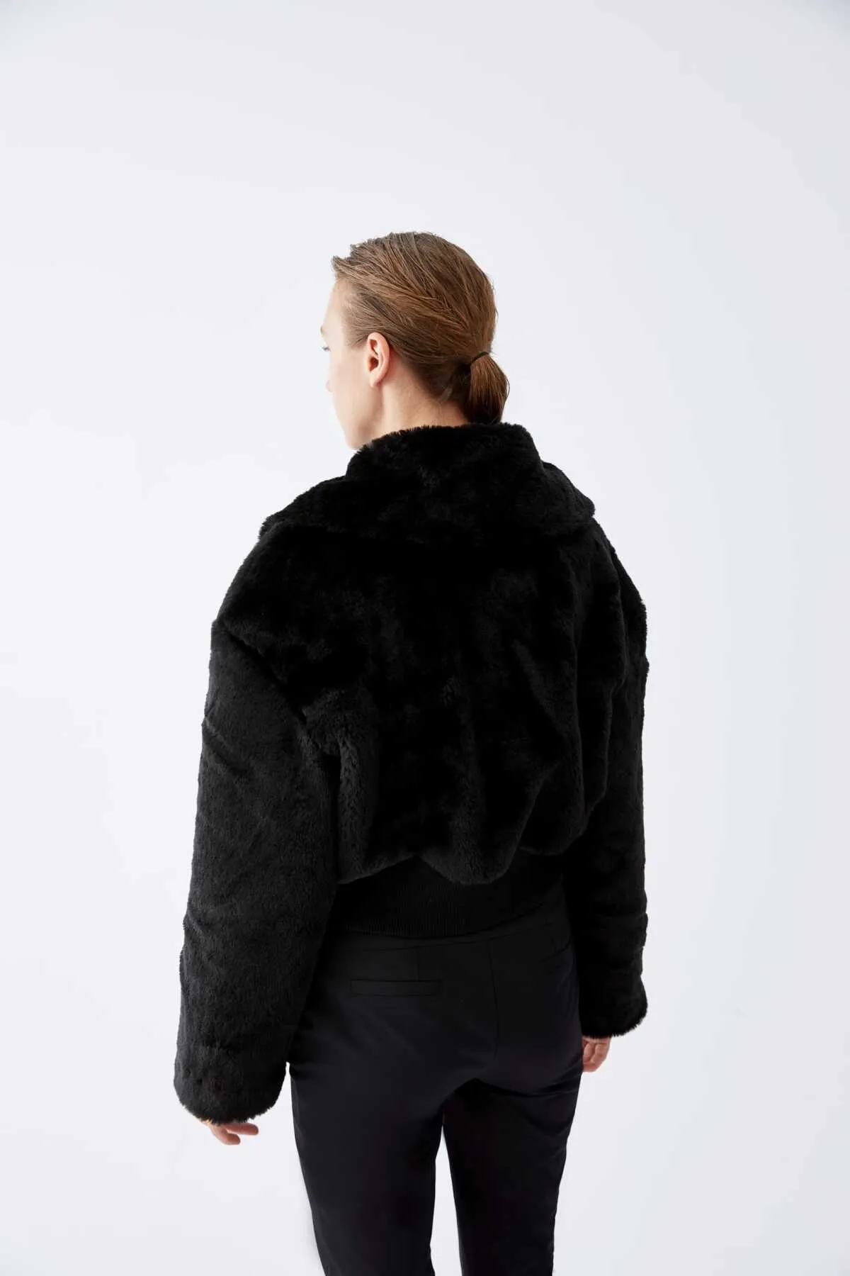 Women's Coat with Feather Detail Black