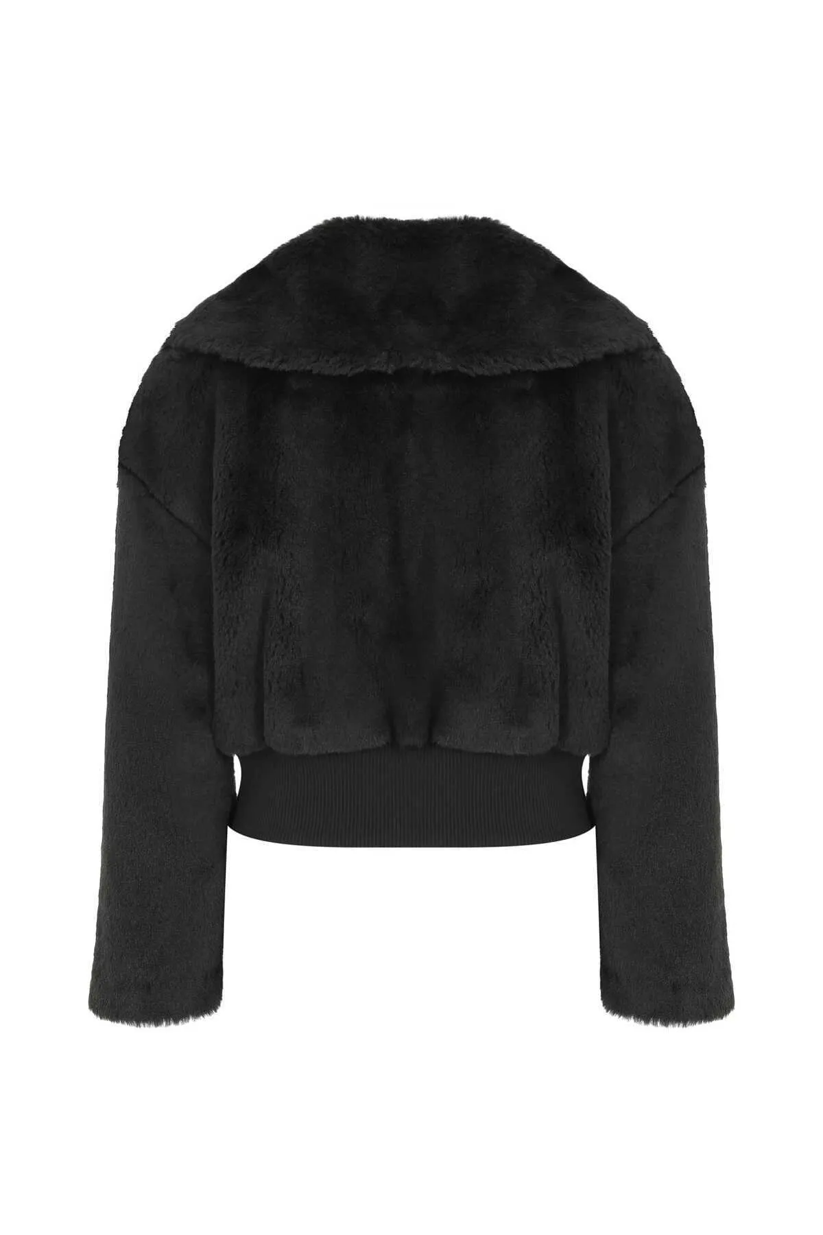Women's Coat with Feather Detail Black