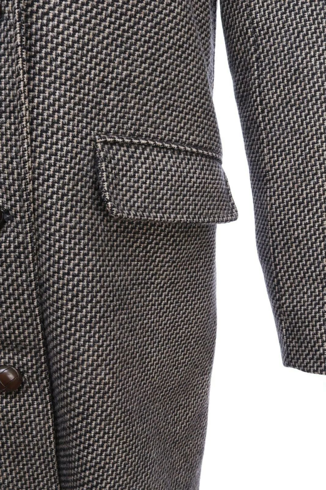 Women's GANT Grey Wool Zig Zag Faux Fur Mid-Length Coat Overcoat Size s