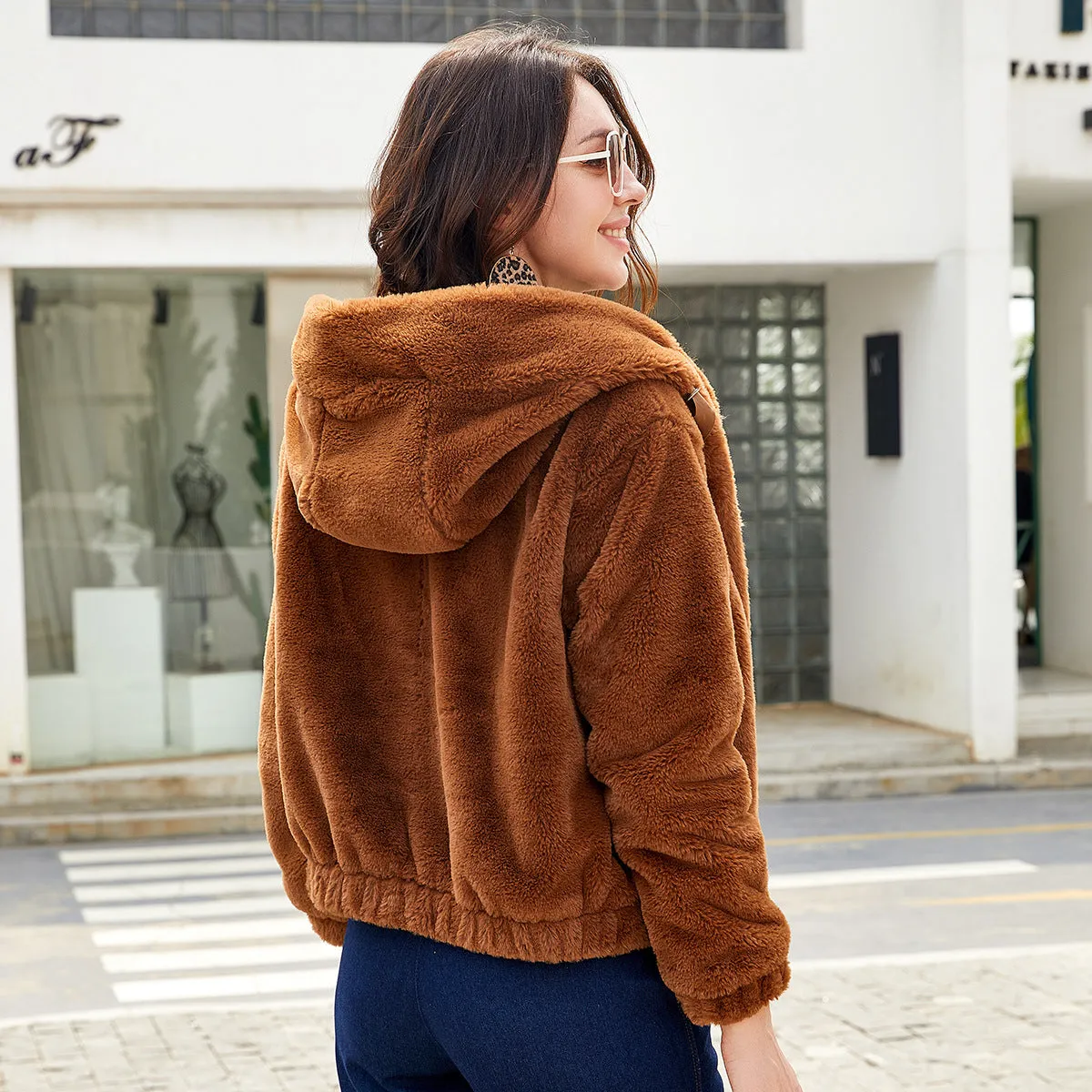 Women's Hooded Faux Fur Jacket