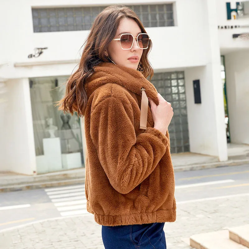 Women's Hooded Faux Fur Jacket
