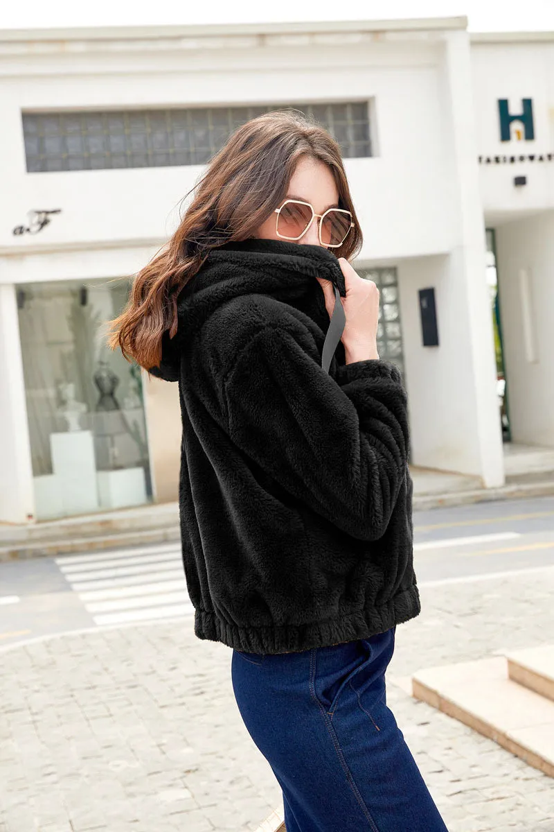 Women's Hooded Faux Fur Jacket