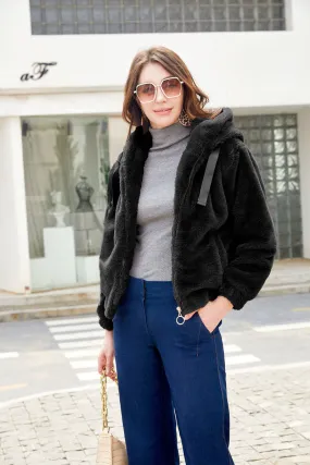 Women's Hooded Faux Fur Jacket