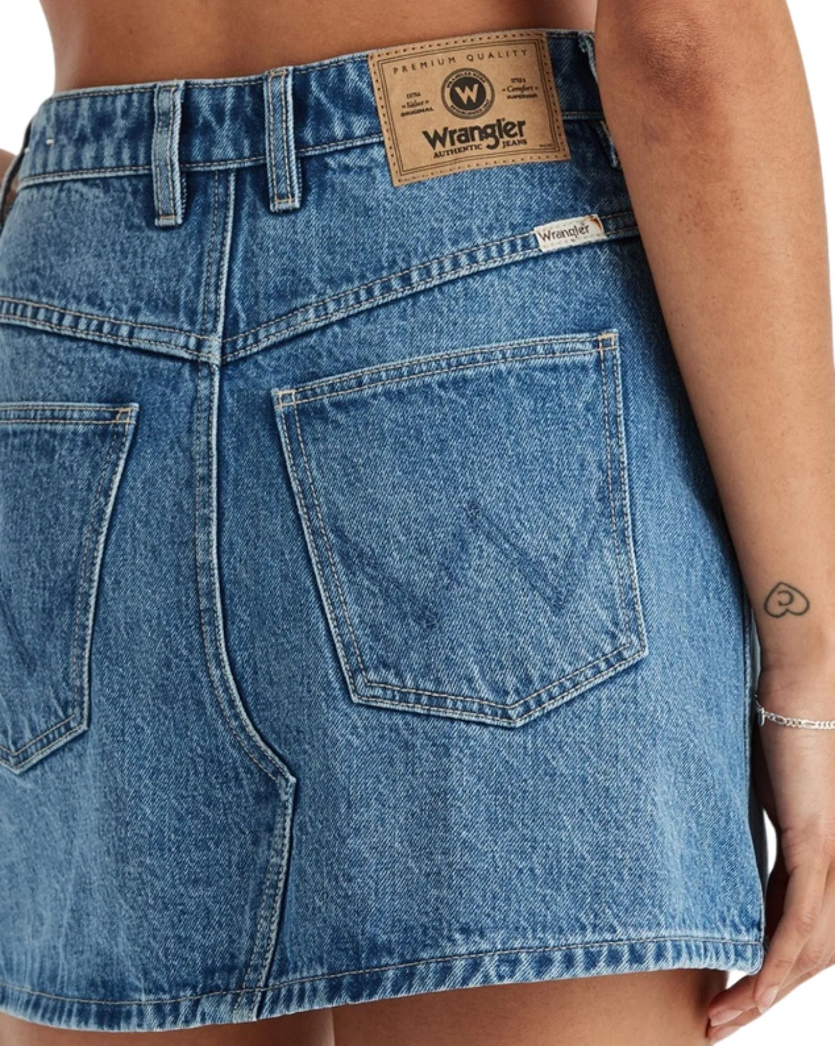 Womens Repair Mini Skirt - Mid Days Indigo