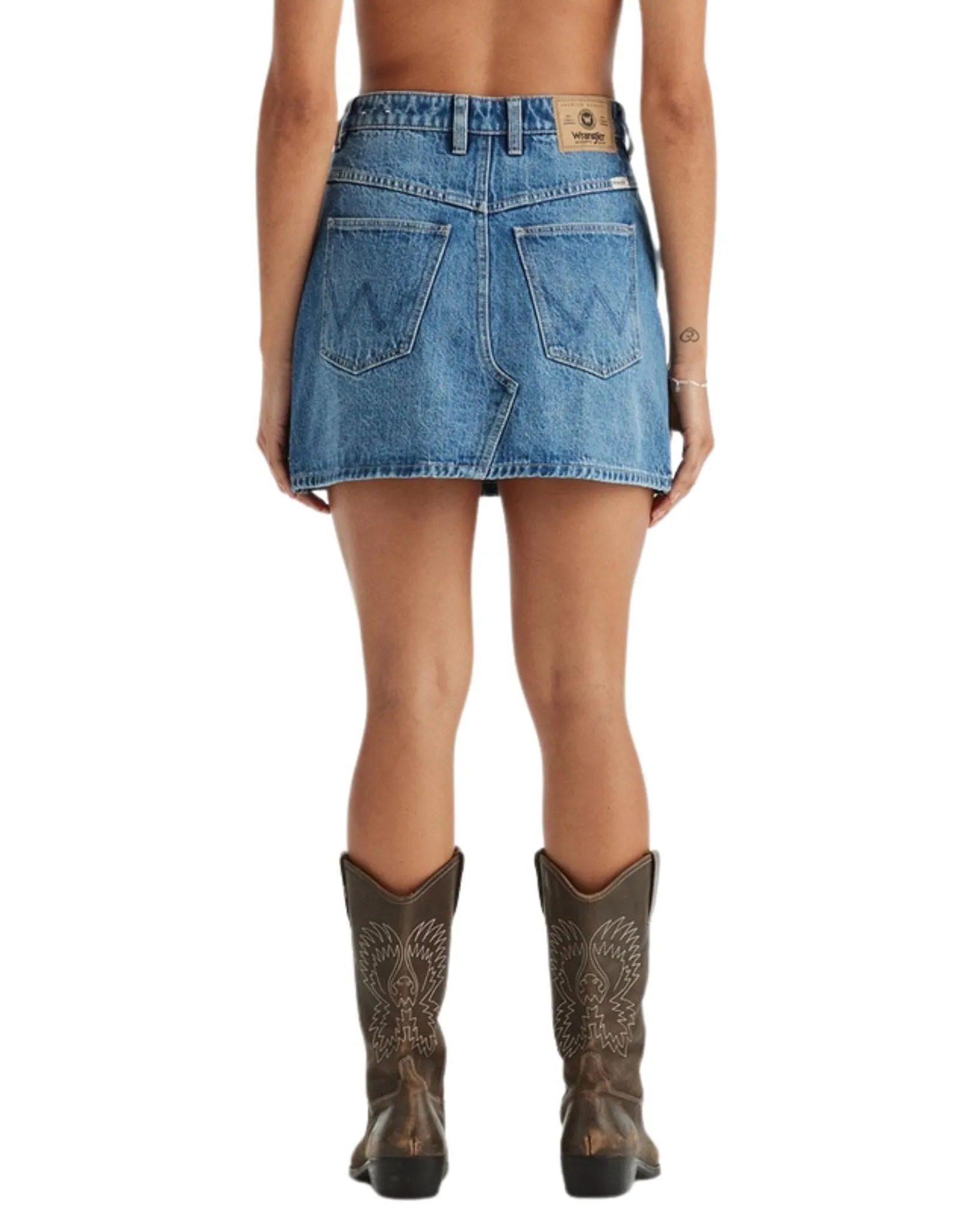 Womens Repair Mini Skirt - Mid Days Indigo