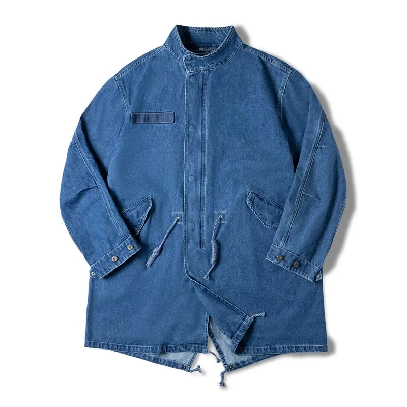 Women's Spring Autumn American Retro M65 Denim Jeans Jacket Loose Fishtail Windbreaker Women's Coat Medium Length