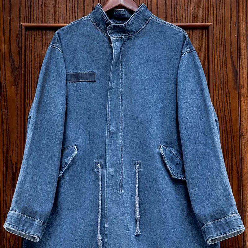 Women's Spring Autumn American Retro M65 Denim Jeans Jacket Loose Fishtail Windbreaker Women's Coat Medium Length