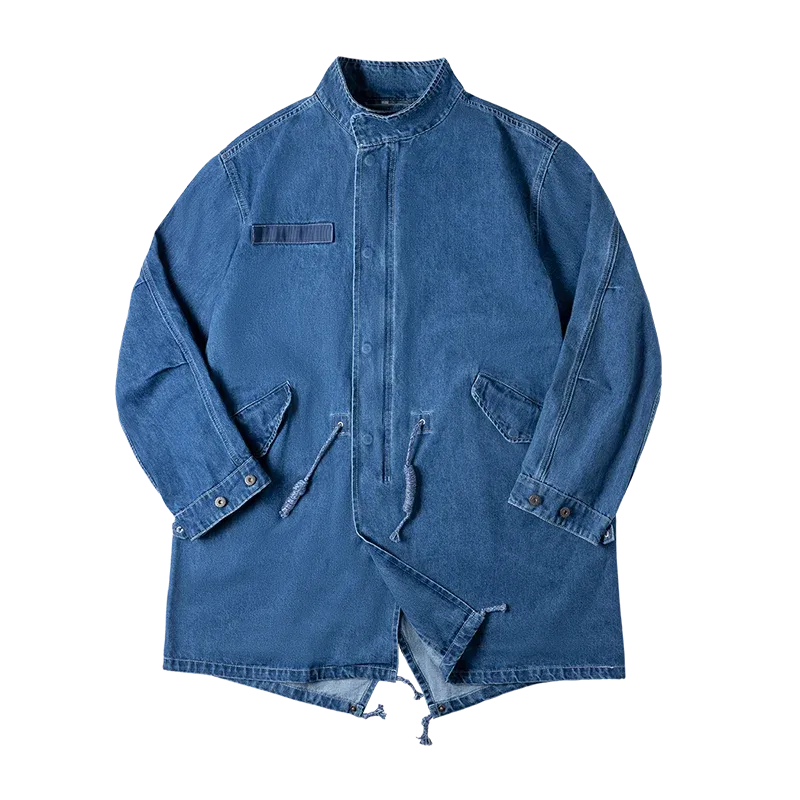 Women's Spring Autumn American Retro M65 Denim Jeans Jacket Loose Fishtail Windbreaker Women's Coat Medium Length