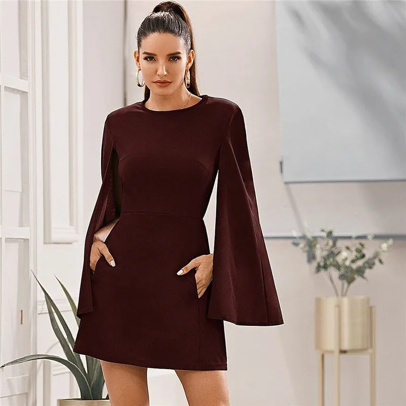 Women's Summer Polyester O-Neck A-Line Short Dress
