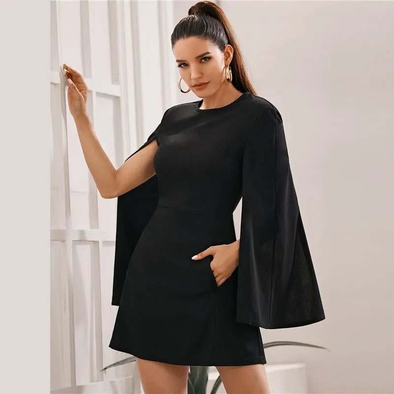 Women's Summer Polyester O-Neck A-Line Short Dress