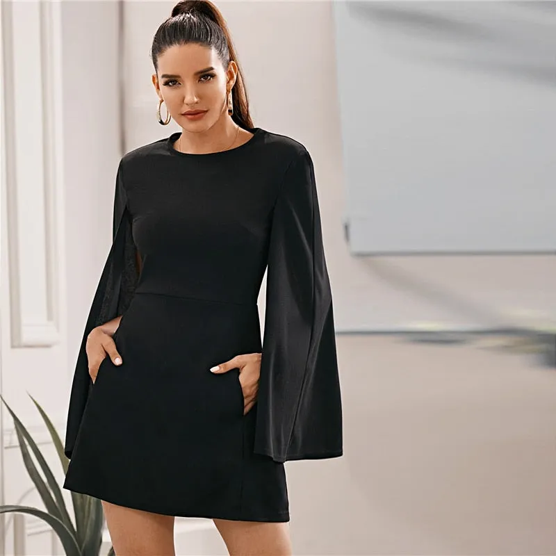 Women's Summer Polyester O-Neck A-Line Short Dress