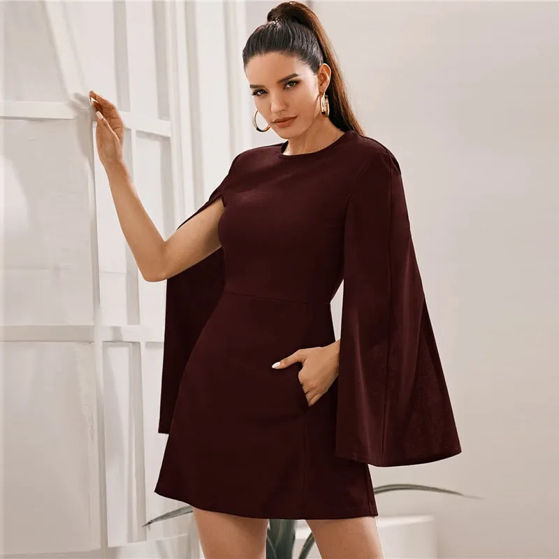 Women's Summer Polyester O-Neck A-Line Short Dress